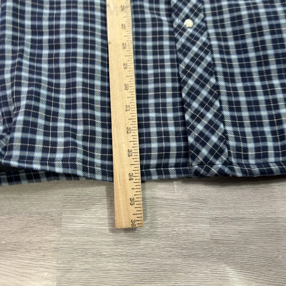 NEW Wrangler Jacket Mens 2XL Blue Plaid Quilted Flannel‎ Western Snap Shacket